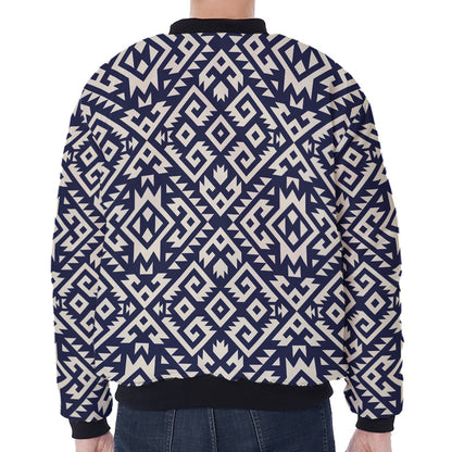 Native Indian Navajo Pattern Print Zip Sleeve Bomber Jacket