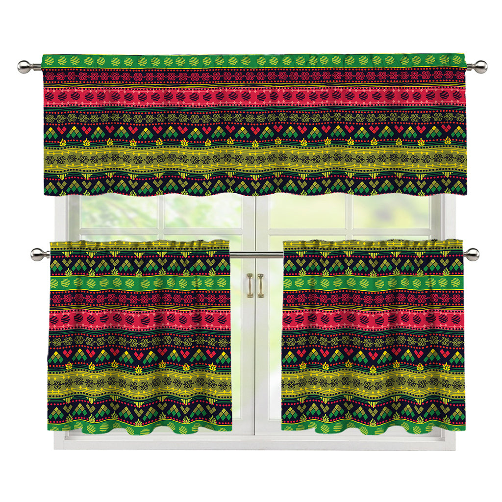 Native Indian Tribal Pattern Print 3 Piece Kitchen Curtains