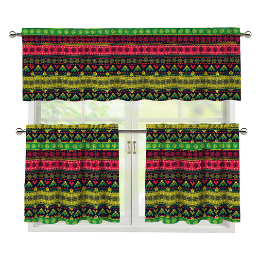 Native Indian Tribal Pattern Print 3 Piece Kitchen Curtains