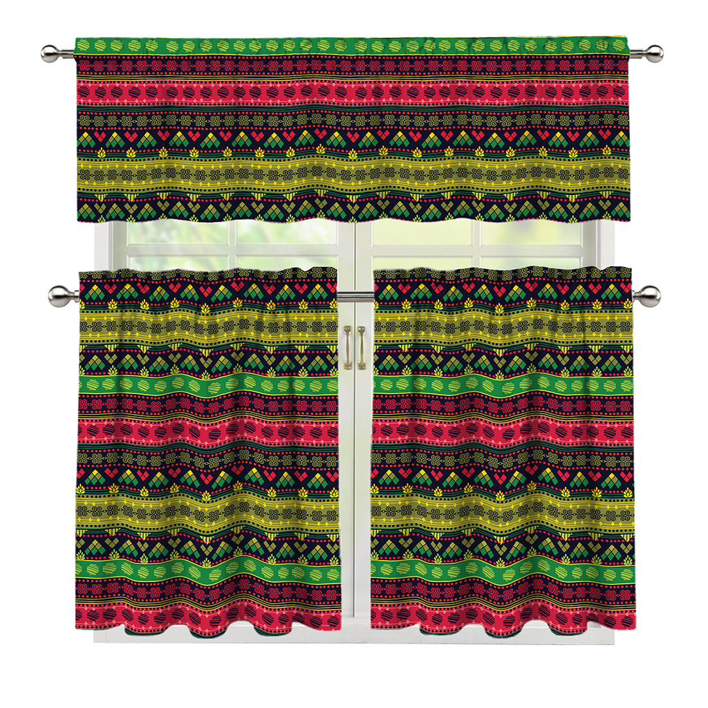 Native Indian Tribal Pattern Print 3 Piece Kitchen Curtains