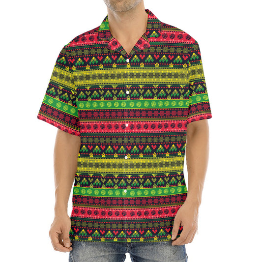 Native Indian Tribal Pattern Print Aloha Shirt