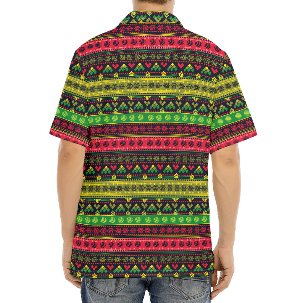 Native Indian Tribal Pattern Print Aloha Shirt