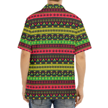 Native Indian Tribal Pattern Print Aloha Shirt