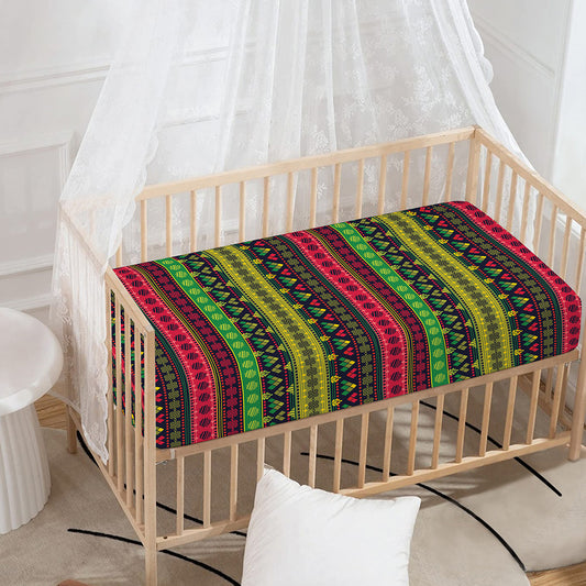 Native Indian Tribal Pattern Print Baby Crib Sheet