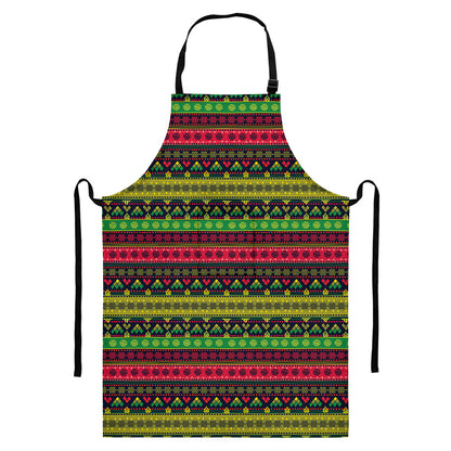 Native Indian Tribal Pattern Print Bib Apron With Pocket