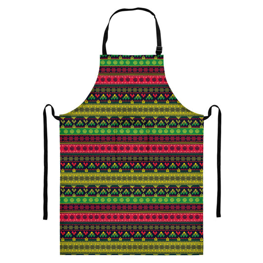 Native Indian Tribal Pattern Print Bib Apron With Pocket