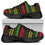 Native Indian Tribal Pattern Print Black Chunky Shoes