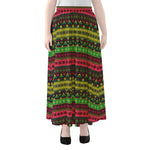 Native Indian Tribal Pattern Print Chiffon Maxi Skirt