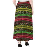 Native Indian Tribal Pattern Print Chiffon Maxi Skirt