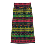 Native Indian Tribal Pattern Print Cotton Front Slit Maxi Skirt