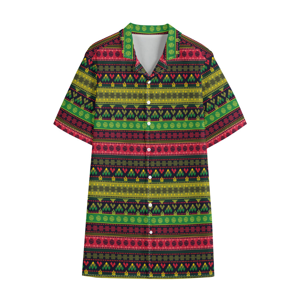 Native Indian Tribal Pattern Print Cotton Hawaiian Shirt