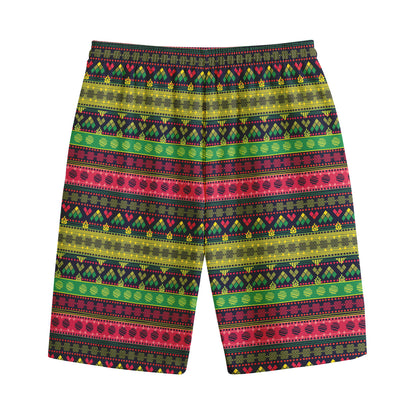 Native Indian Tribal Pattern Print Cotton Shorts