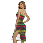Native Indian Tribal Pattern Print Cross Back Cami Dress