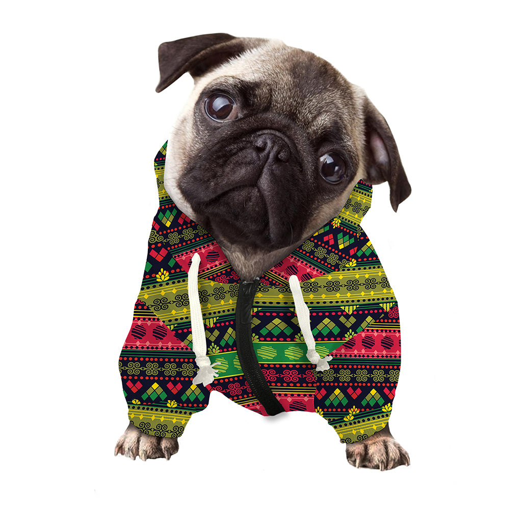 Native Indian Tribal Pattern Print Dog Zip Up Hoodie