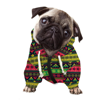 Native Indian Tribal Pattern Print Dog Zip Up Hoodie