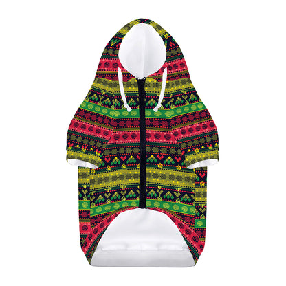 Native Indian Tribal Pattern Print Dog Zip Up Hoodie