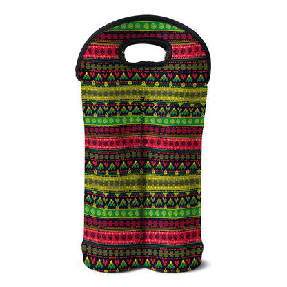 Native Indian Tribal Pattern Print Double Neoprene Wine Tote