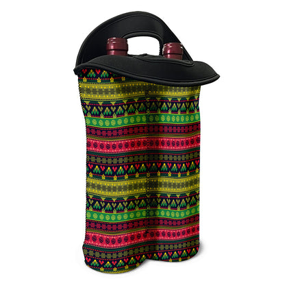 Native Indian Tribal Pattern Print Double Neoprene Wine Tote