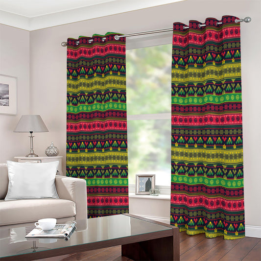 Native Indian Tribal Pattern Print Extra Wide Grommet Curtains