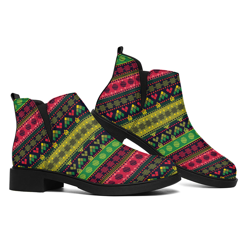 Native Indian Tribal Pattern Print Flat Ankle Boots