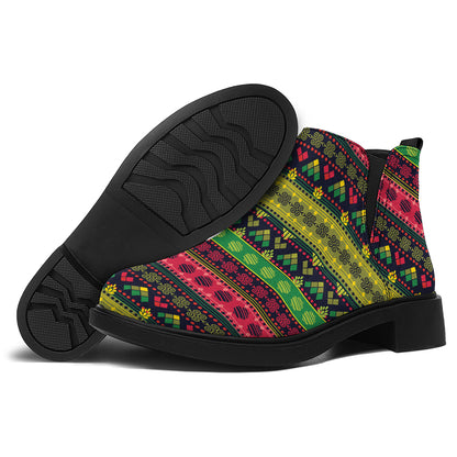 Native Indian Tribal Pattern Print Flat Ankle Boots