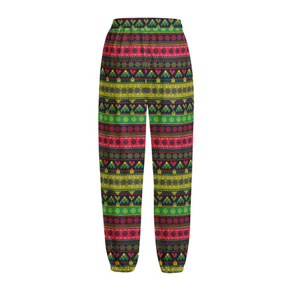 Native Indian Tribal Pattern Print Fleece Lined Knit Pants