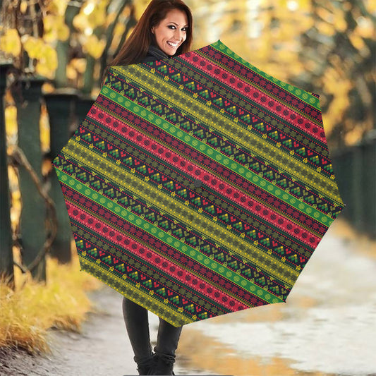 Native Indian Tribal Pattern Print Foldable Umbrella
