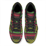 Native Indian Tribal Pattern Print High Top Leather Sneakers