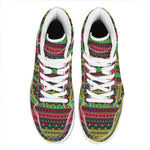 Native Indian Tribal Pattern Print High Top Leather Sneakers