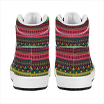 Native Indian Tribal Pattern Print High Top Leather Sneakers