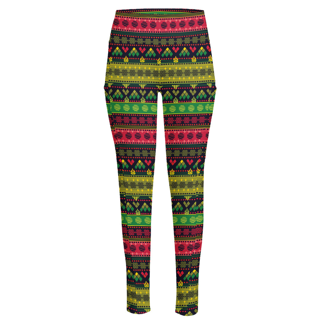 Native Indian Tribal Pattern Print High-Waisted Pocket Leggings