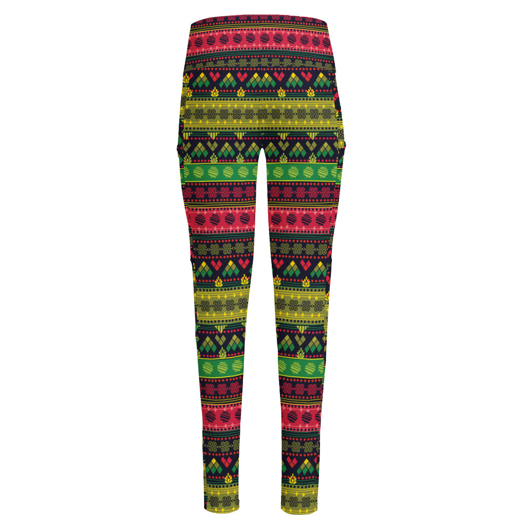 Native Indian Tribal Pattern Print High-Waisted Pocket Leggings