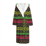 Native Indian Tribal Pattern Print Hooded Bathrobe
