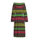 Native Indian Tribal Pattern Print Hooded Bathrobe