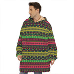 Native Indian Tribal Pattern Print Hoodie Blanket