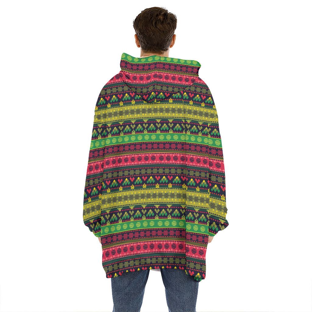 Native Indian Tribal Pattern Print Hoodie Blanket