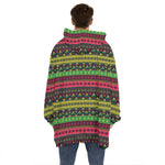 Native Indian Tribal Pattern Print Hoodie Blanket