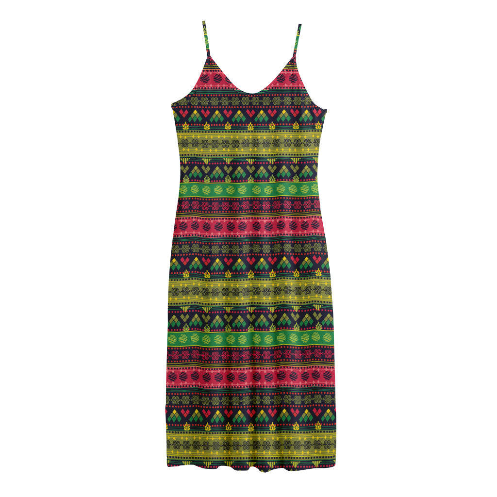 Native Indian Tribal Pattern Print Jersey Midi Cami Dress