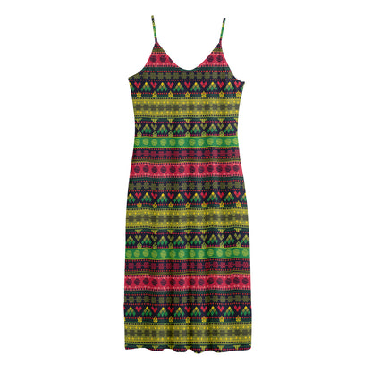 Native Indian Tribal Pattern Print Jersey Midi Cami Dress