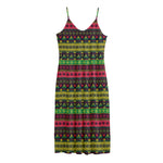 Native Indian Tribal Pattern Print Jersey Midi Cami Dress