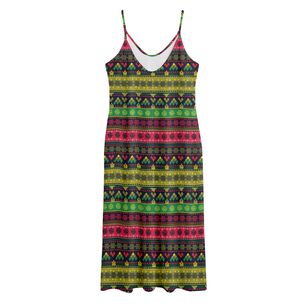 Native Indian Tribal Pattern Print Jersey Midi Cami Dress