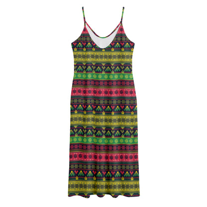 Native Indian Tribal Pattern Print Jersey Midi Cami Dress