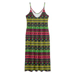 Native Indian Tribal Pattern Print Jersey Midi Cami Dress