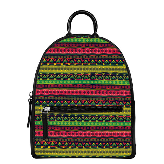 Native Indian Tribal Pattern Print Leather Backpack