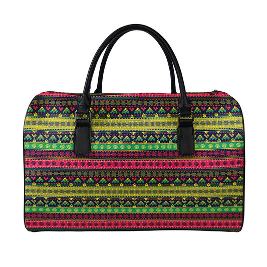 Native Indian Tribal Pattern Print Leather Duffle Bag