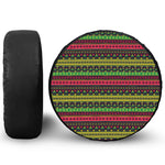 Native Indian Tribal Pattern Print Leather Spare Tire Cover