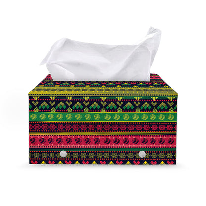 Native Indian Tribal Pattern Print Leather Tissue Box Cover