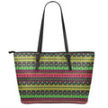 Native Indian Tribal Pattern Print Leather Tote Bag With Zipper