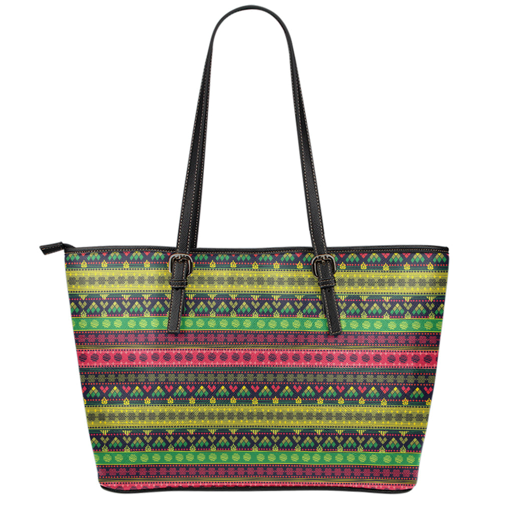 Native Indian Tribal Pattern Print Leather Tote Bag