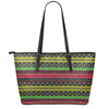 Native Indian Tribal Pattern Print Leather Tote Bag